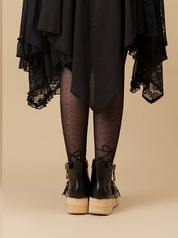 Plateau-Spitze mit Keilschnalle 3-5 cm Sohle rund schwarz 3 Riemen