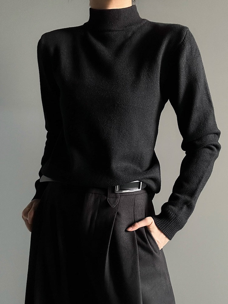 Fit Ouji Black Slim Sweater Long-Sleeve Lolita Turtleneck Unisex