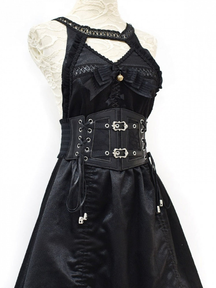 Black/White/Brown Lace-up Corset Punk Gothic Belt Detail