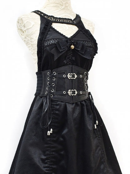 Black/White/Brown Lace-up Corset Punk Gothic Belt Detail