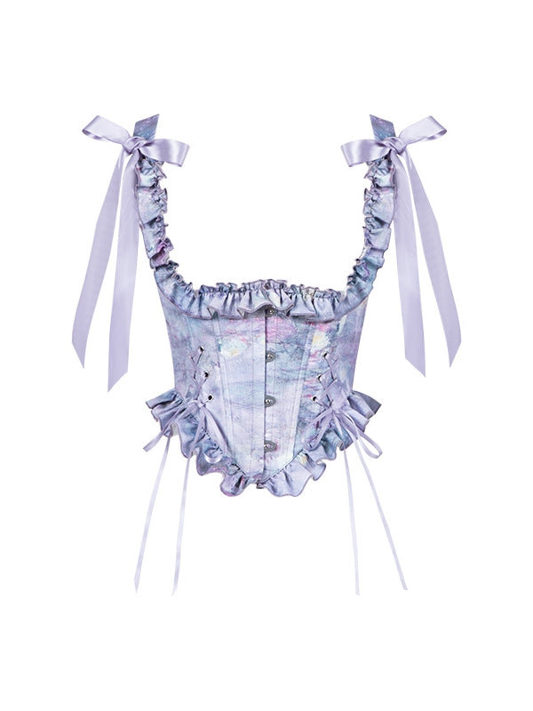 Büste unter Druck lila Korsett entbeint Öl Wasser Malerei Lilie