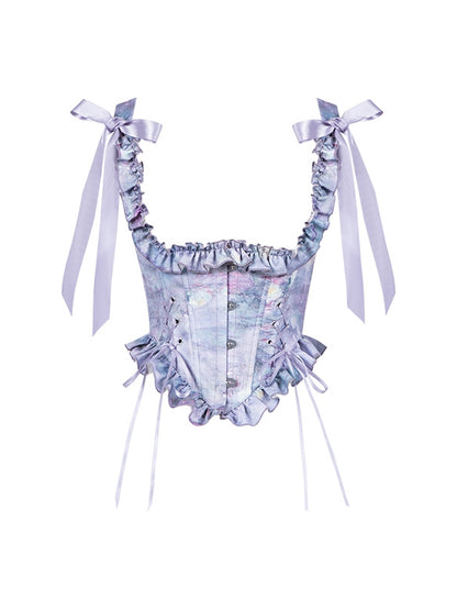 Büste unter Druck lila Korsett entbeint Öl Wasser Malerei Lilie