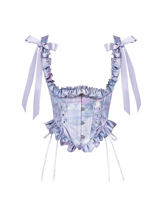 Büste unter Druck lila Korsett entbeint Öl Wasser Malerei Lilie