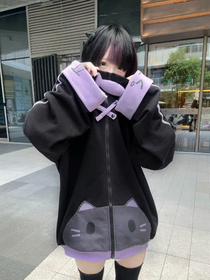 Jacket - Purple Black Decor Cotton Fish