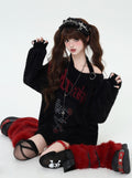 Graphic Halter Bittersweet with Letter Black Sweater Loose Neck