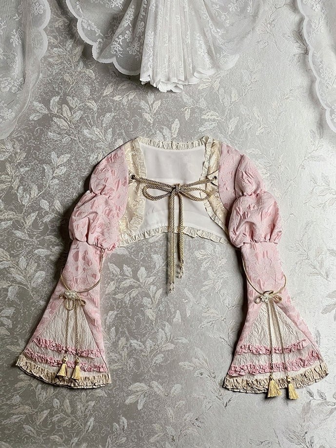 Pink Tassel Bolero Robes Jacquard