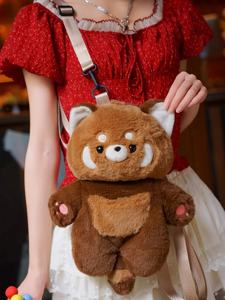 Brown Red Backpack Panda Straps Plush Shoulder 35cm/50cm Detachable