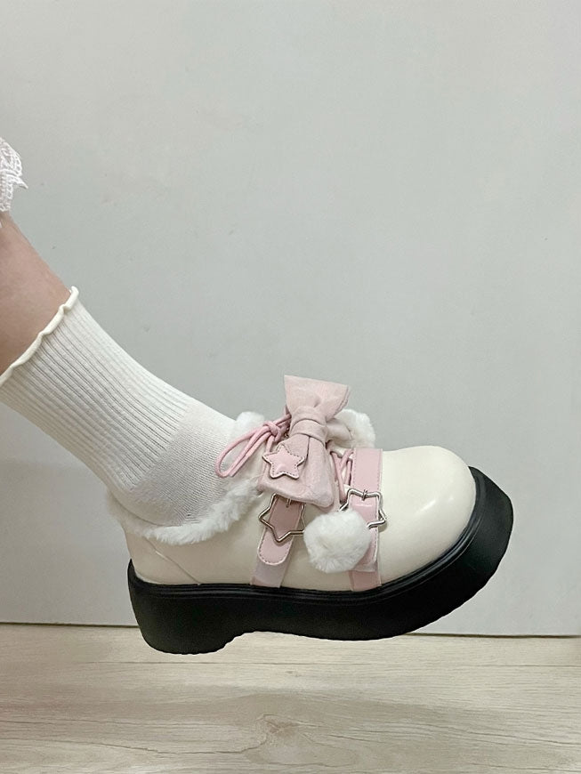 Accents Winter Star Fleece-Lined Sweet Beige Pink - Plateauschuhe