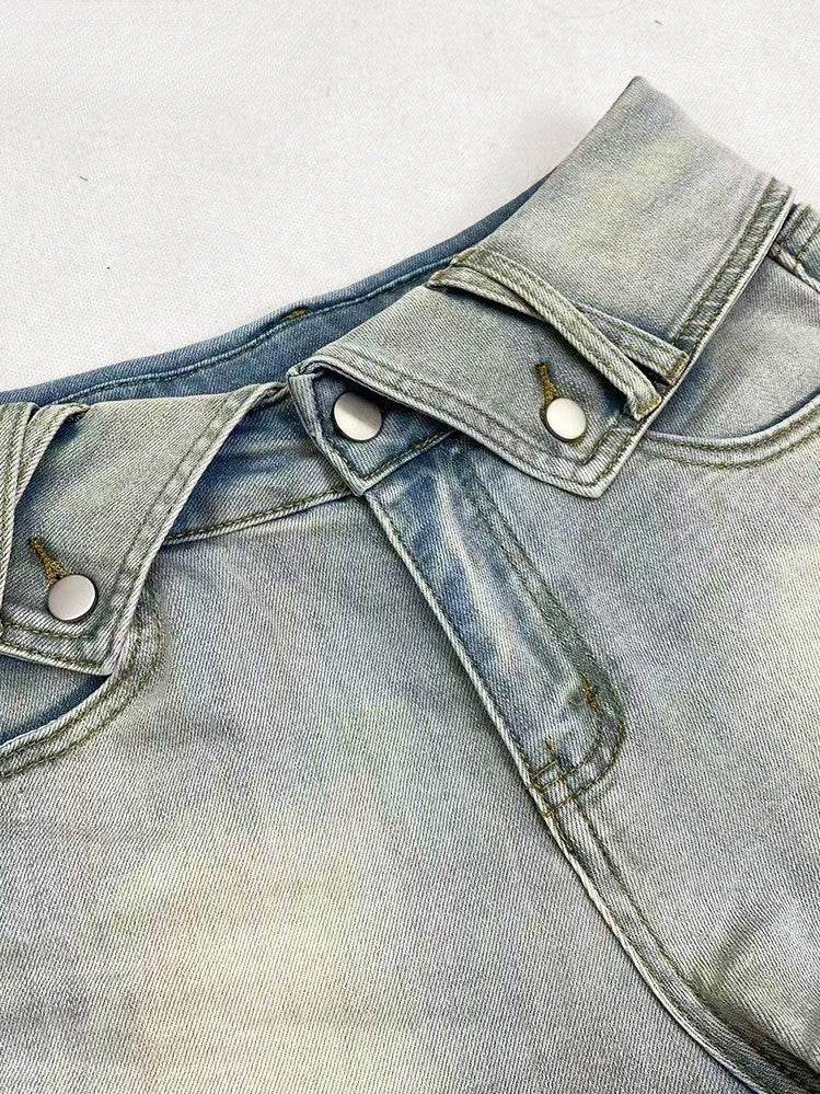 Taillenbesatz Millard Blau mit Rüschengürtel Fashion Cascading High Shorts