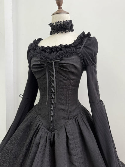 Skirt Lolita Corset Spaghetti Dress Straps Waist Jumper Black Gothic