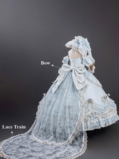Light Blue Off-Shoulder Hime Lolita Gown - Layered Lace Princess Dress