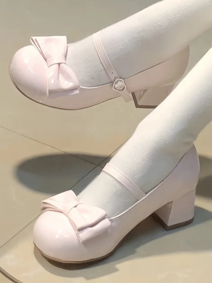 - Pink Lolita Janes Toe Round PU Mary Sweet