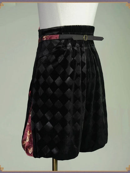 Black & Red High-Waist Checked Bloomer - Neoludwig