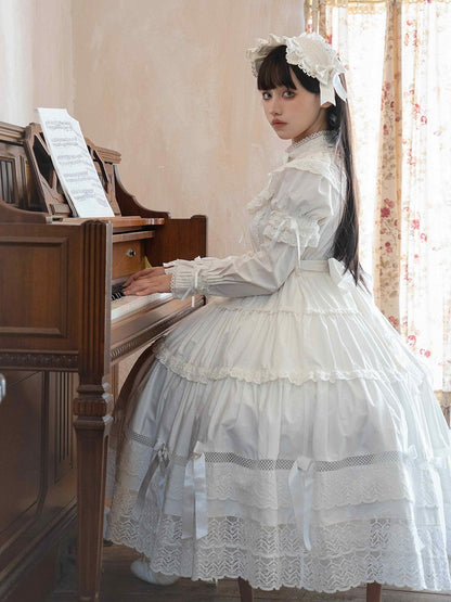 All Short Edward Lolita Neck School Old Dress Cotton White Set OP Sleeves