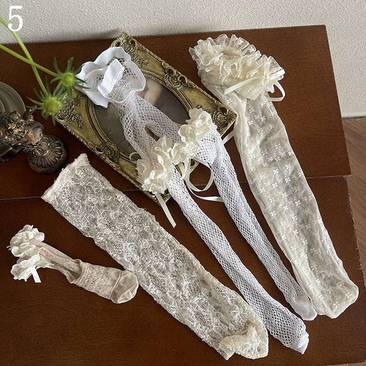White Fishnet Tights, Lace Stockings and Ankle Sock Options