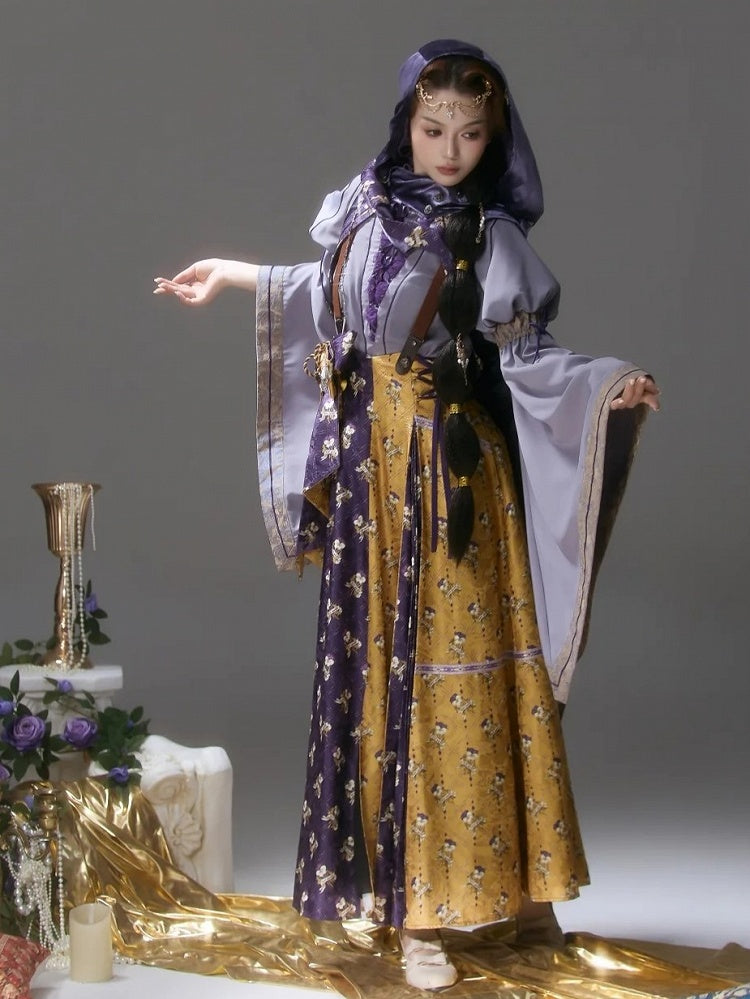 Purple Elegant Bell-Sleeve Lolita Blouse - Neoludwig
