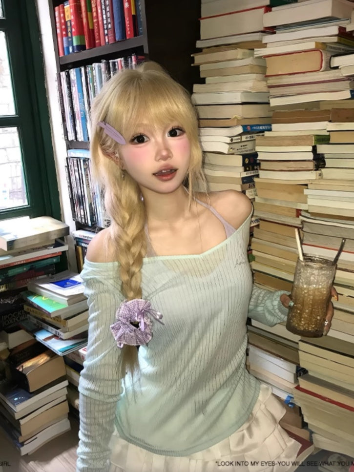 Semi-Sheer Coverup Blue-Green V-Neck Sun Protection