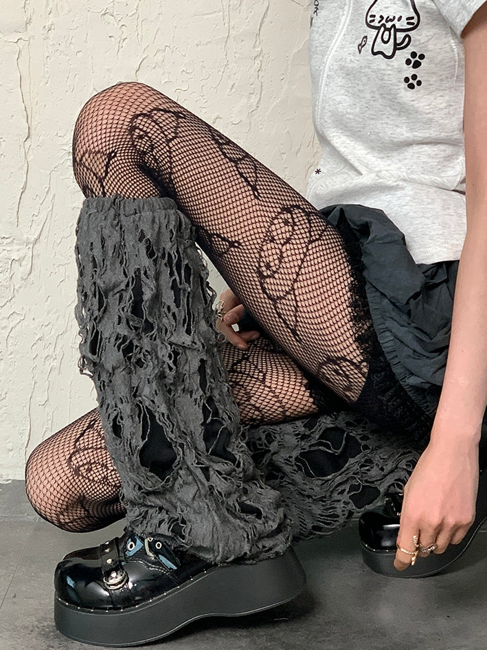 Beinwärmer Punk Grau Cut-out Design Wasteland