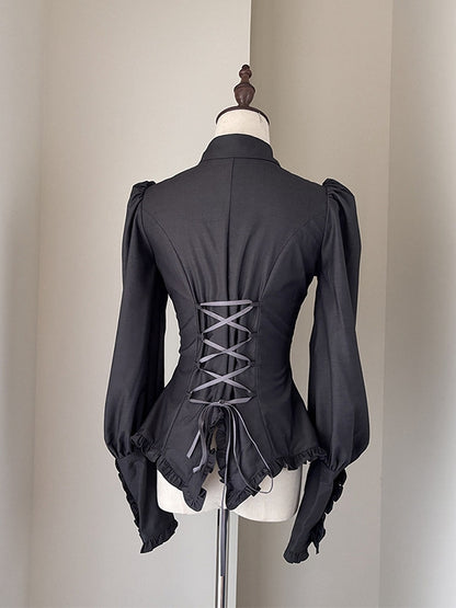 Long Shirt Sleeves Lolita Dark Gray Gothic