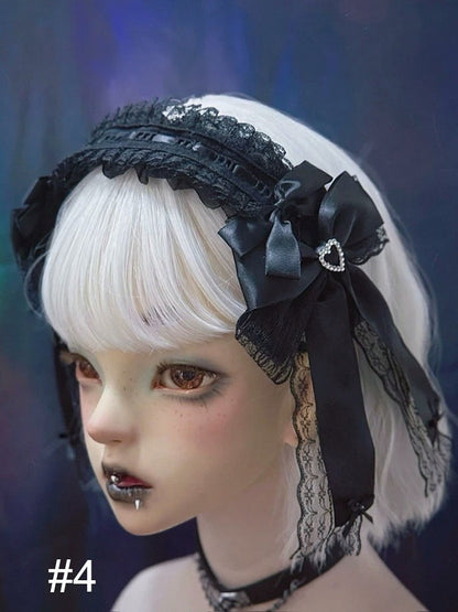 Gothic KC Headband with Cross and Bow Accents - Strange Sugar