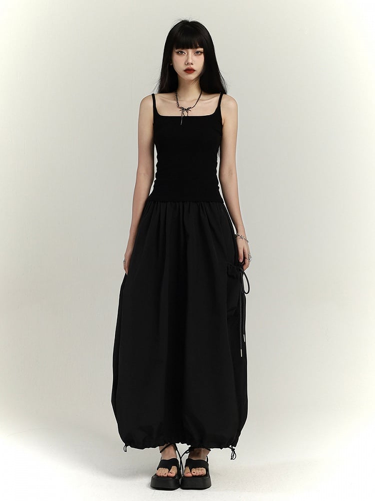 Waist-Length Black Slim-fitting Tank Punk Top
