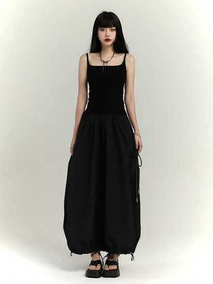 Waist-Length Black Slim-fitting Tank Punk Top