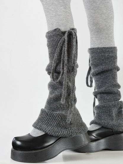 6 Leg Colors Strappy Bowknot Knitted Warmers Flared