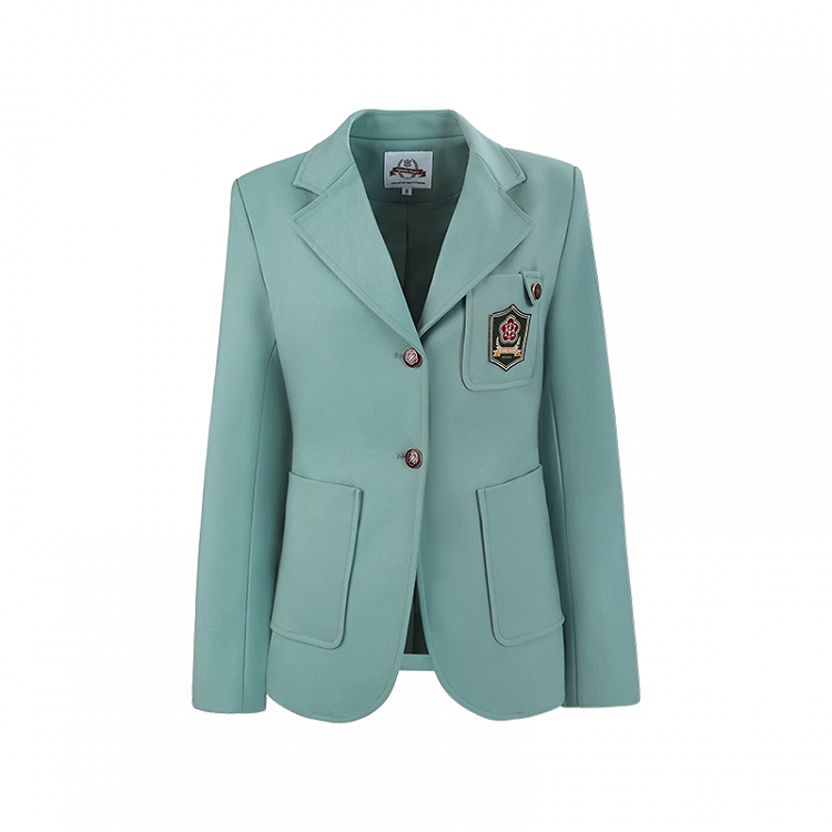 グリーンのノッチカラーのプレッピーミントJK制服ブレザー