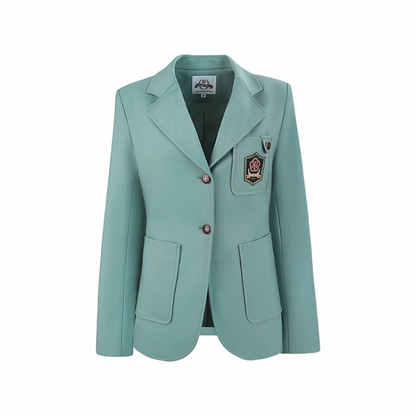 グリーンのノッチカラーのプレッピーミントJK制服ブレザー