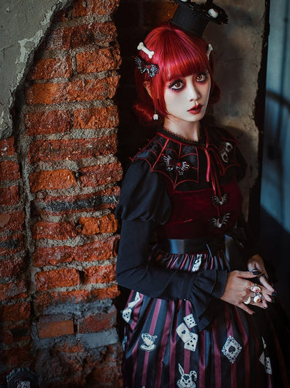 and with Detachable Spider Web Embroidery Organza Brooch Red Butterfly Fake Collar Black Moth