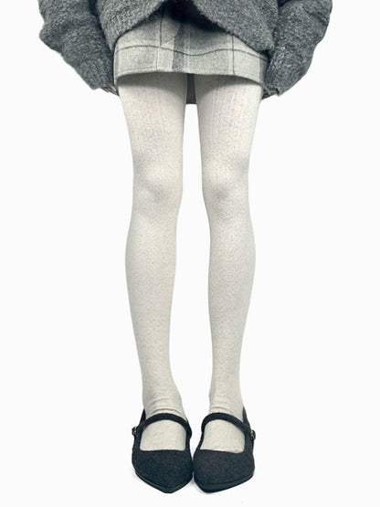 ブラウン/ダークグレー/ライトグレー/ホワイトのコットン製冬用タイツ