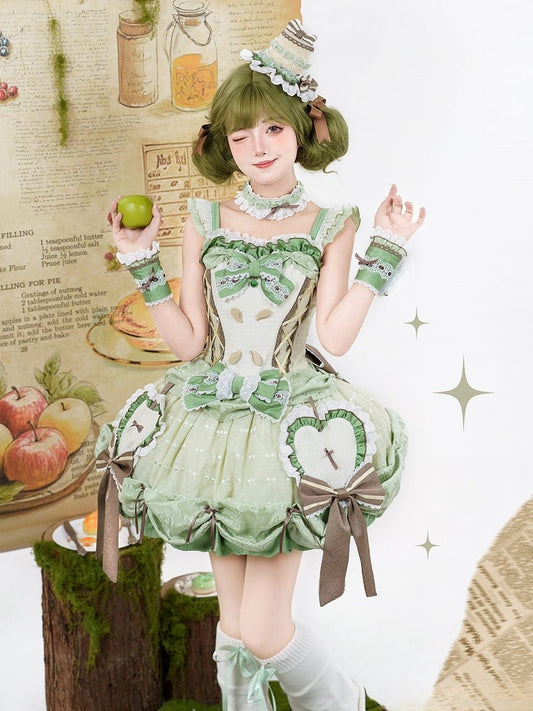 Verzierter süßer grüner Lolita-Hut mit Mini-Schleifen