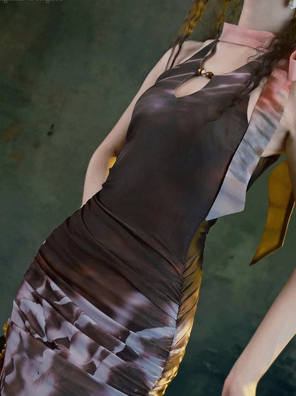 Versatile Long Mermaid Silhouette Halter Dress with Slim Fit - sijinstudio