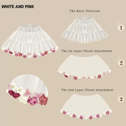Petticoat Length - Floral 35cm/45cm Spring Harvest PinkWhite