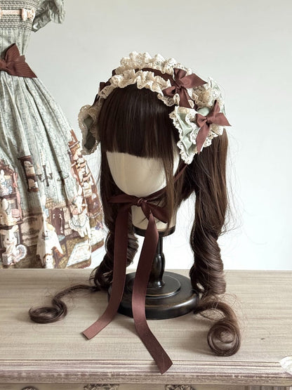 Lace-Trimmed Sweet Bow Lolita Hairband - MAID Lolita Headpieces