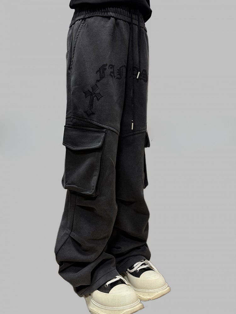 mit dunkler Design-Waschung Hose Faded Punk Grey
