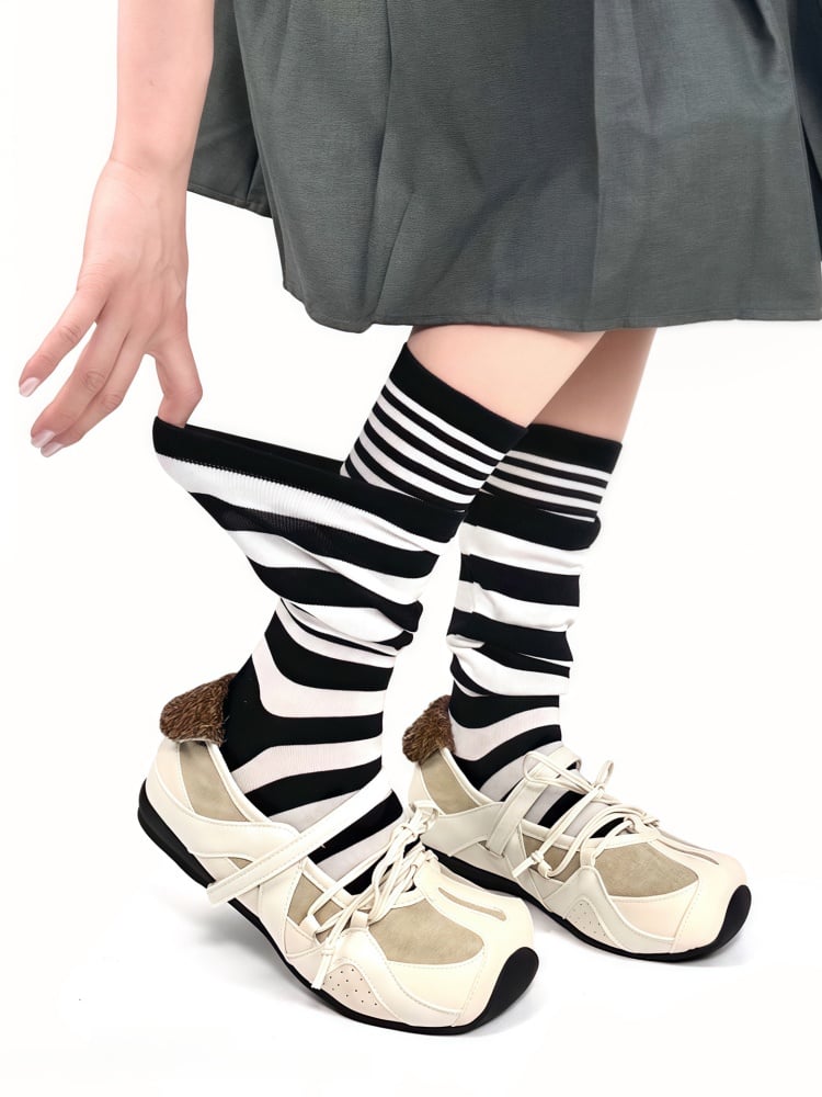 Colors 2 Flared Two-Piece Zebra Print Socks Design Cotton Fake