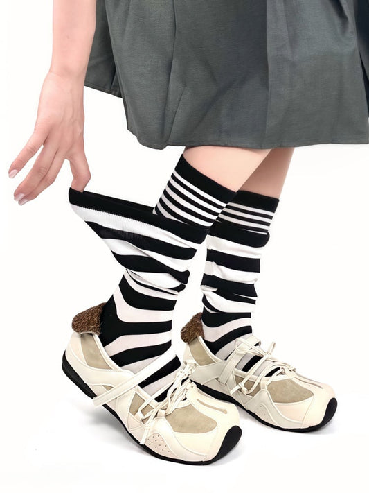 Colors 2 Flared Two-Piece Zebra Print Socks Design Cotton Fake