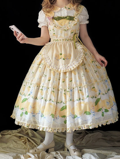 Lemon Lolita and Jumper Gingham Print Skirt Dress Yellow Chick
