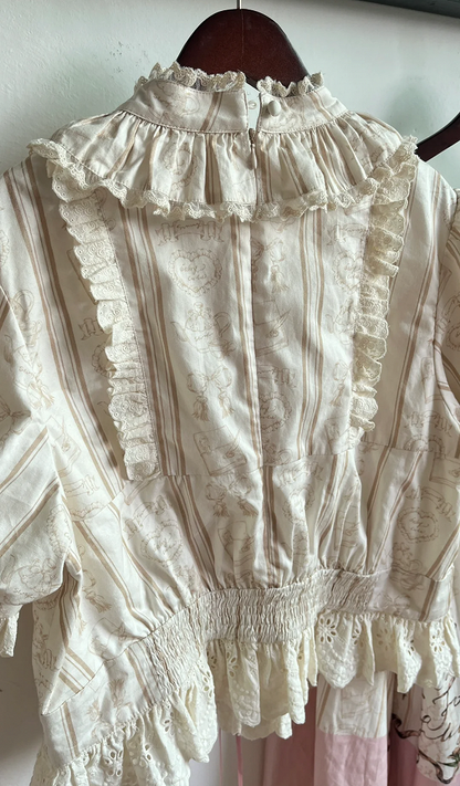 Blouse Available and Short Toys Grils Little Print Sleeves Plus Creamy + Skirt Set Sizes