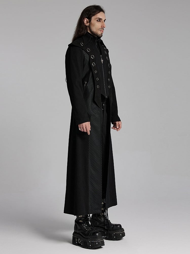 Black Men's Punk Visual Long Jacket