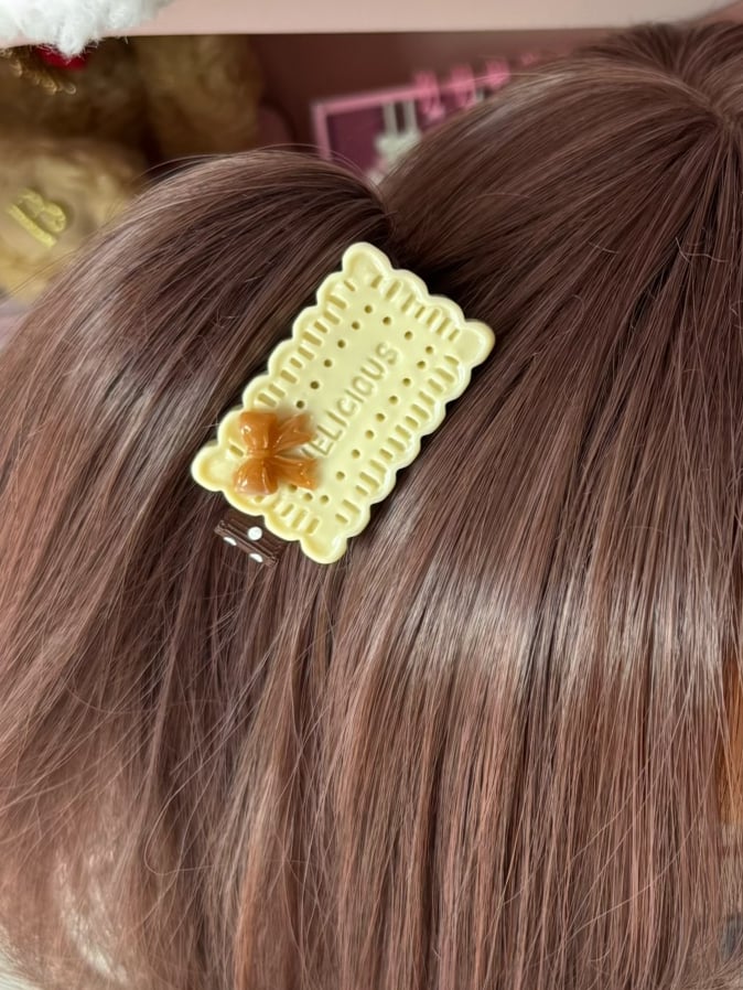 Chocolate Hairclip Decorated White/Brown Bowknot