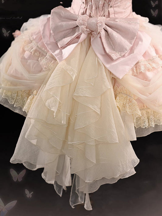 Rosa Schleppe mit großer Schleife