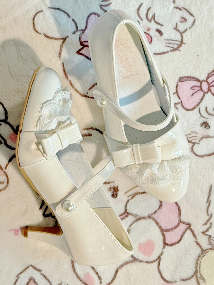 Mary White with Heels PU Leather Lolita Style Sweet Jane -