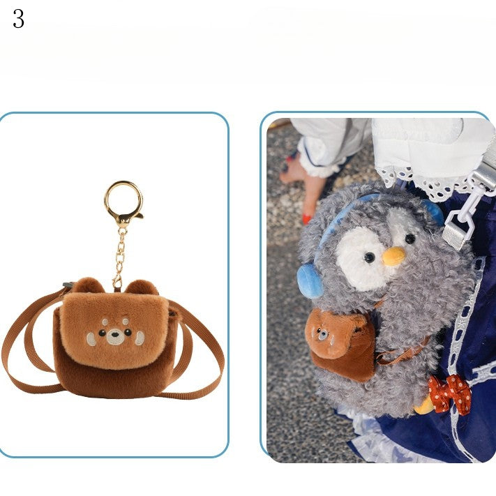 Light Middle/Large Keychain Plush + Options Gray 4 Penguin Backpack/Crossbody Size Bag Cute