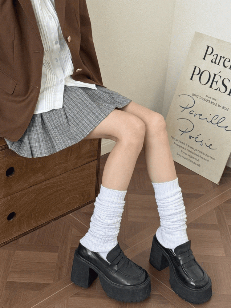 White/Creamy Socks White Options Length 60/100CM Knitted
