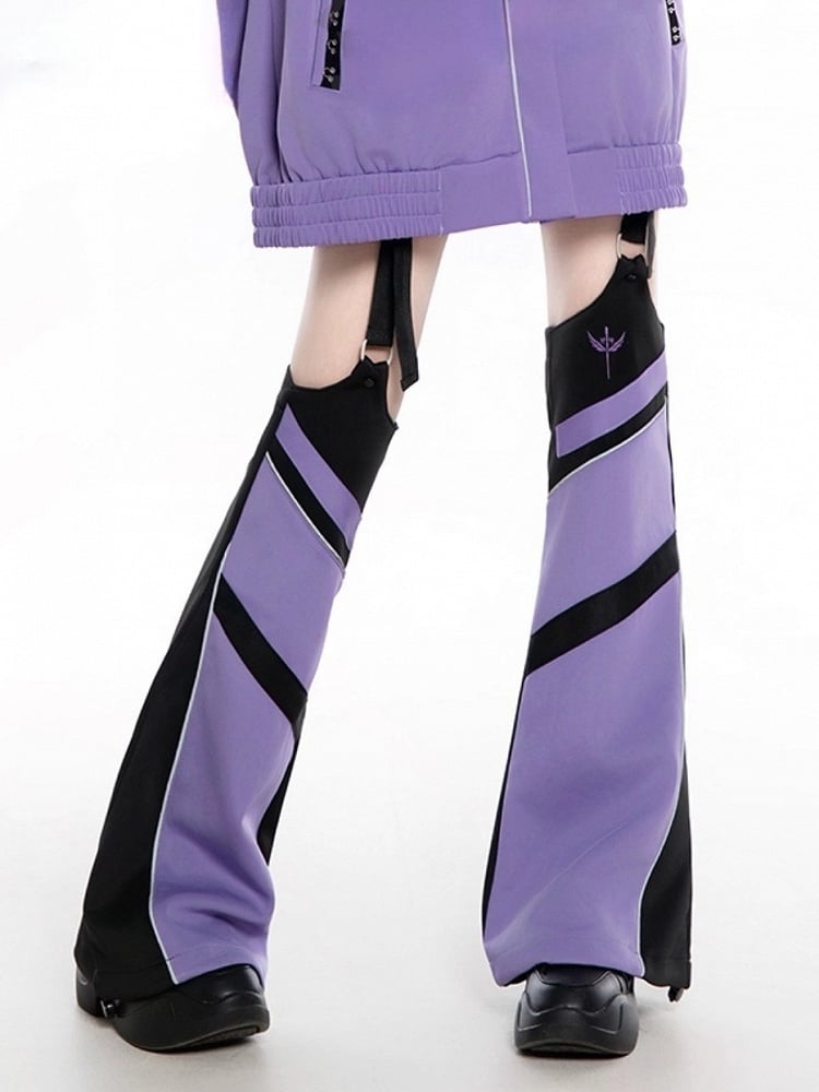 Cyberpunk-Style and Purple Colorblock Black - Techwear Jirai Design Warmers Kei Leg