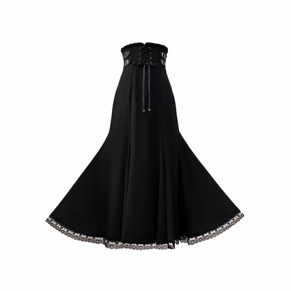 Waist Kei Front Skirt Mermaid Black Lace-up High with Jirai