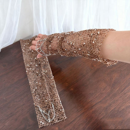 Brown Fabric Mesh Arm Wasteland Sleeves Sand