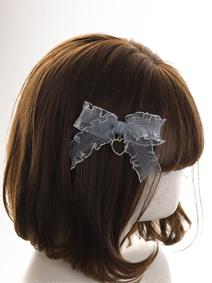 Bowknot Sweet Blue Light Lolita Hairclip Chiffon